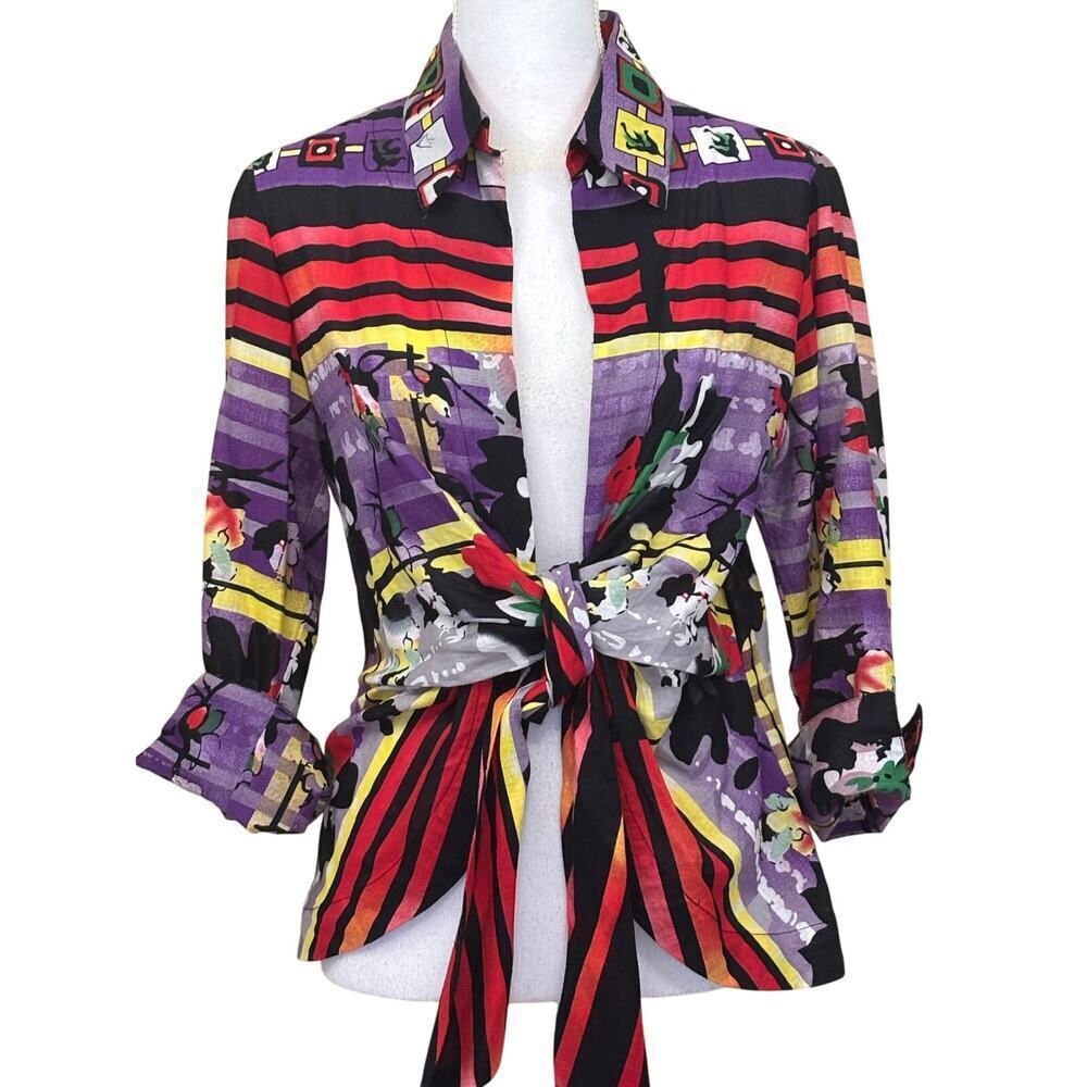 Mischa black/red print top, medium, eclectic, bold, colorful, artisan, bohemian
